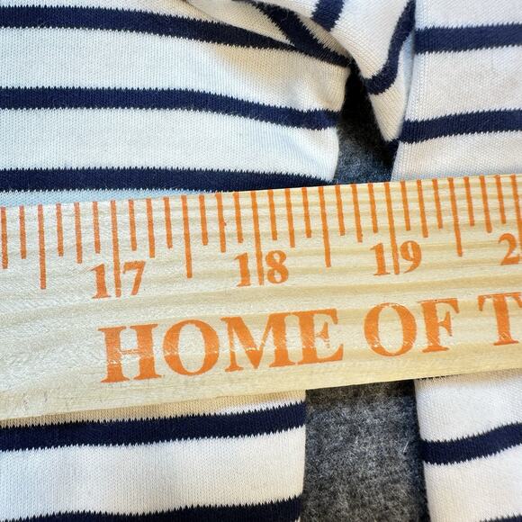 LL Bean‎ Navy/Cream Striped Long Sleeve Shirt Womens Medium Supima Cotton - Picture 4 of 6